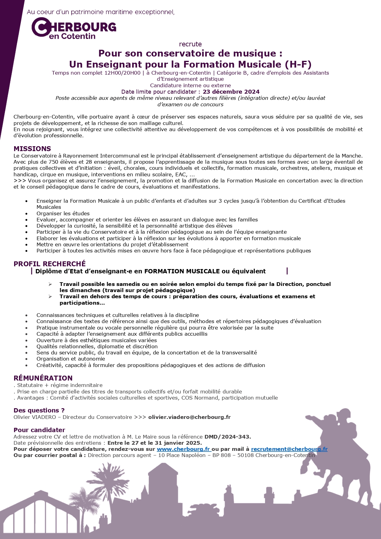 Un Enseignant pour la Formation Musicale (H-F)