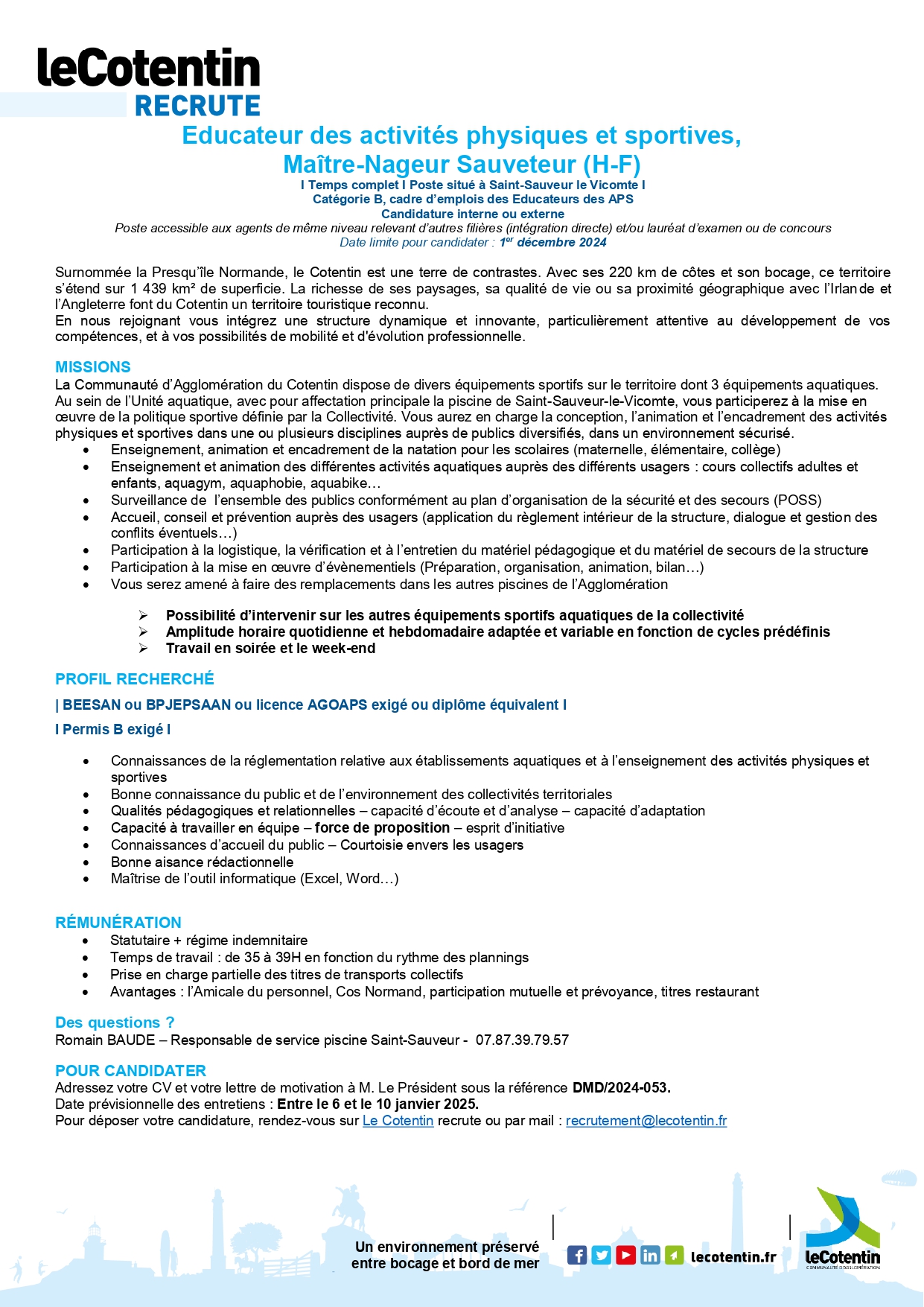 Educateur des activités physiques et sportives, Maître-Nageur Sauveteur
