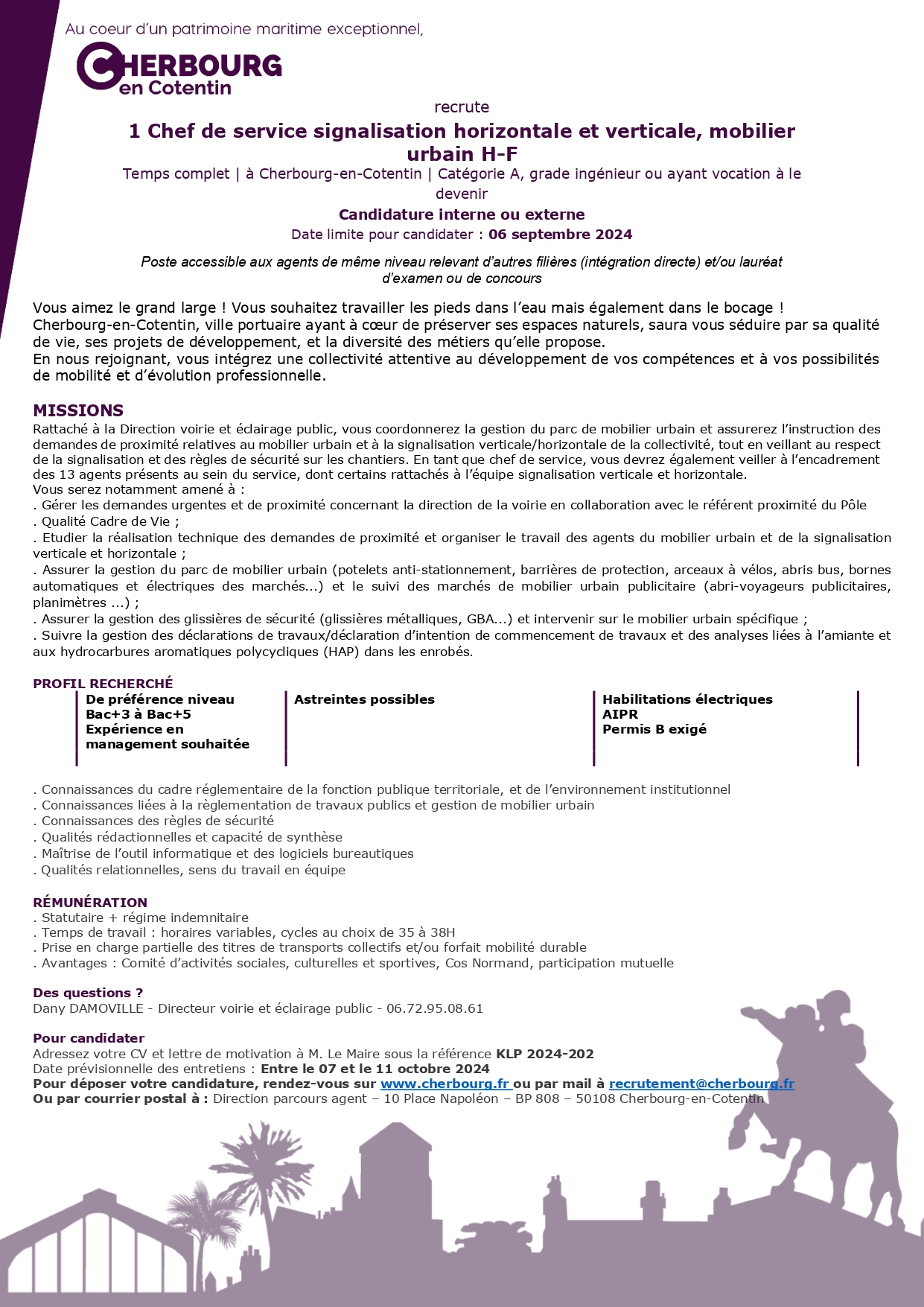 Chef de service signalisation horizontale et verticale, mobilier urbain