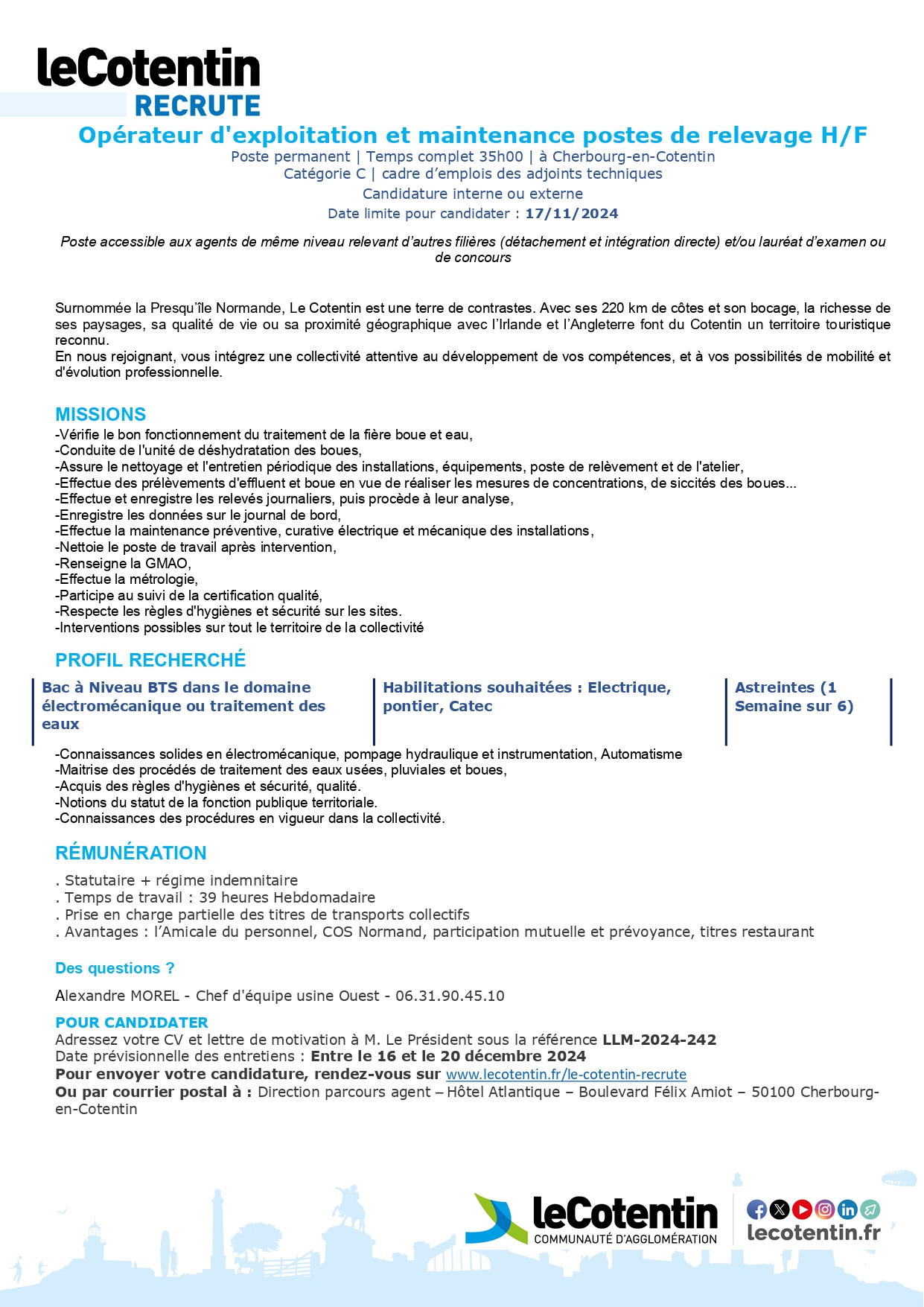 Opérateur d'exploitation et maintenance postes de relevage H/F