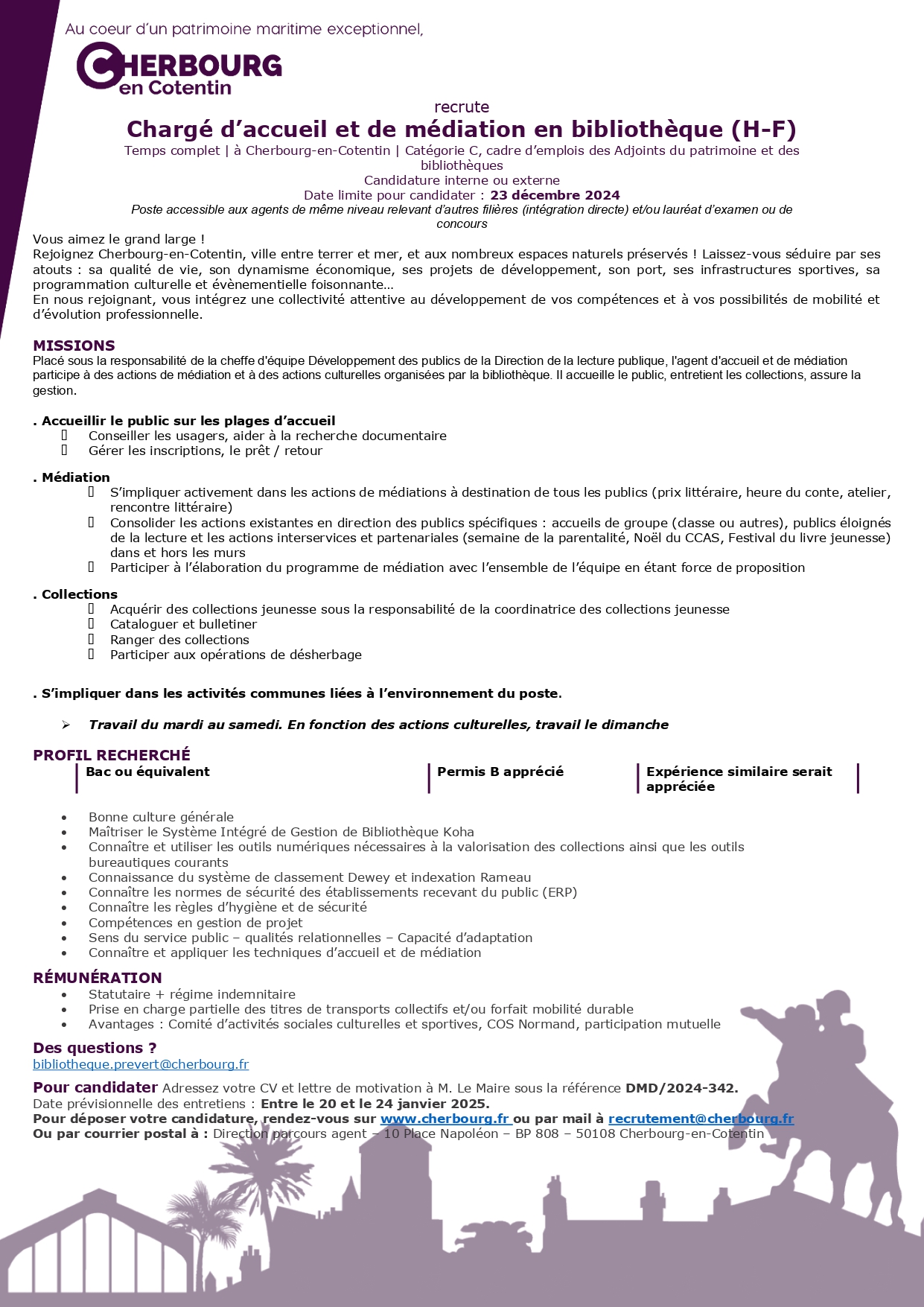 Chargé d’accueil et de médiation en bibliothèque (H-F)