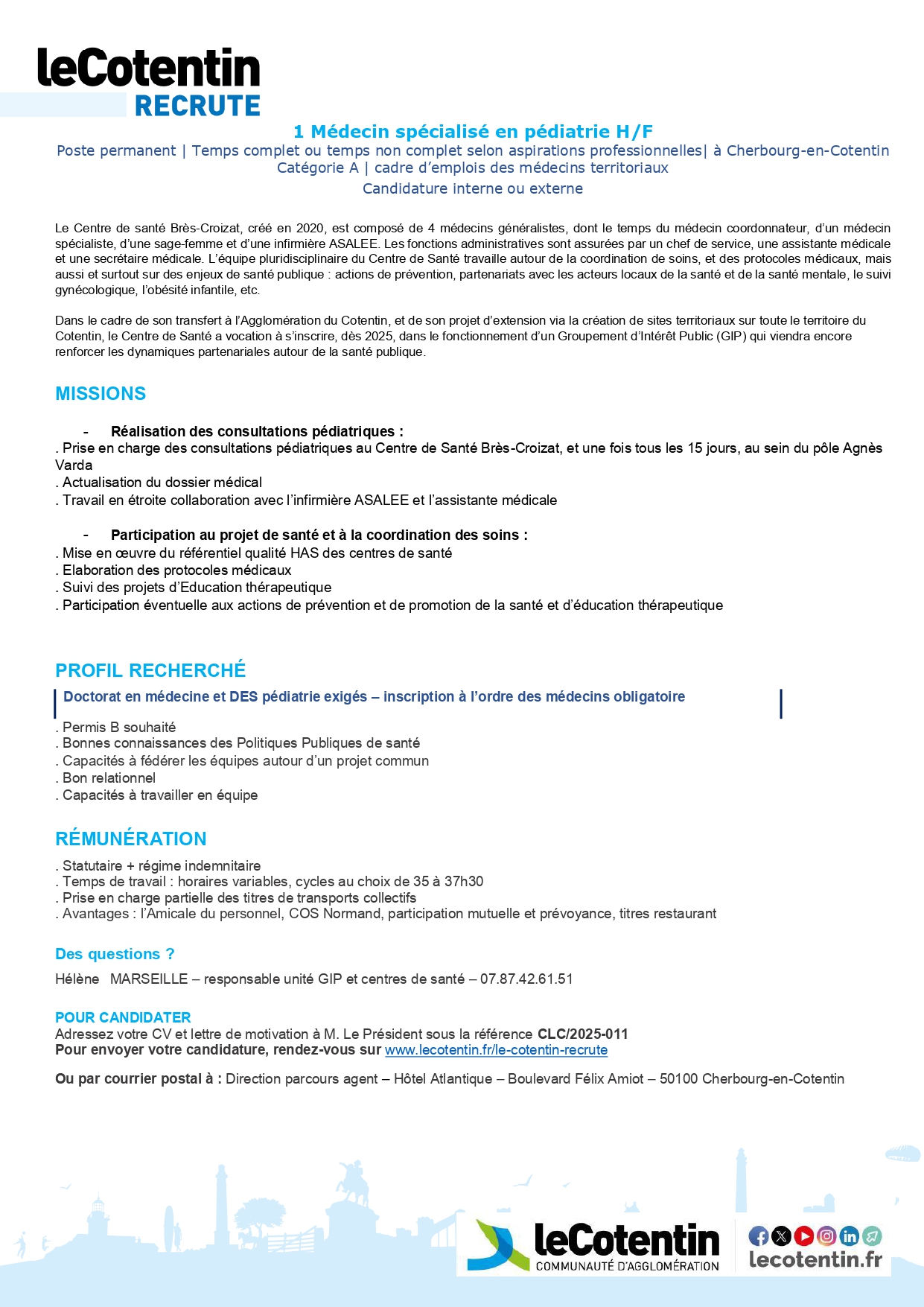 Médecin spécialisé en pédiatrie H/F