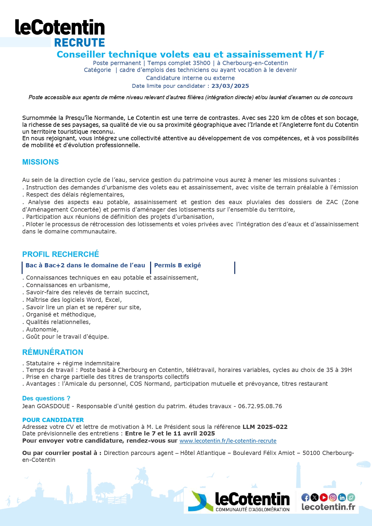 Conseiller technique volets eau et assainissement