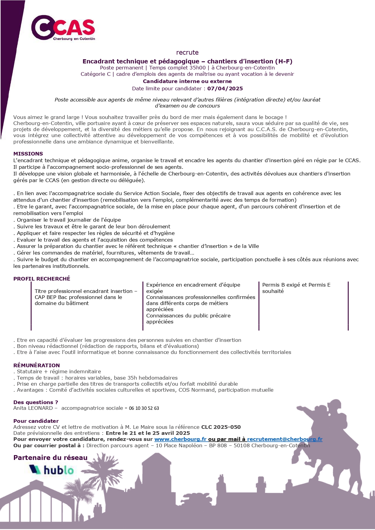 Encadrant technique et pédagogique - chantiers d'insertion (H/F)