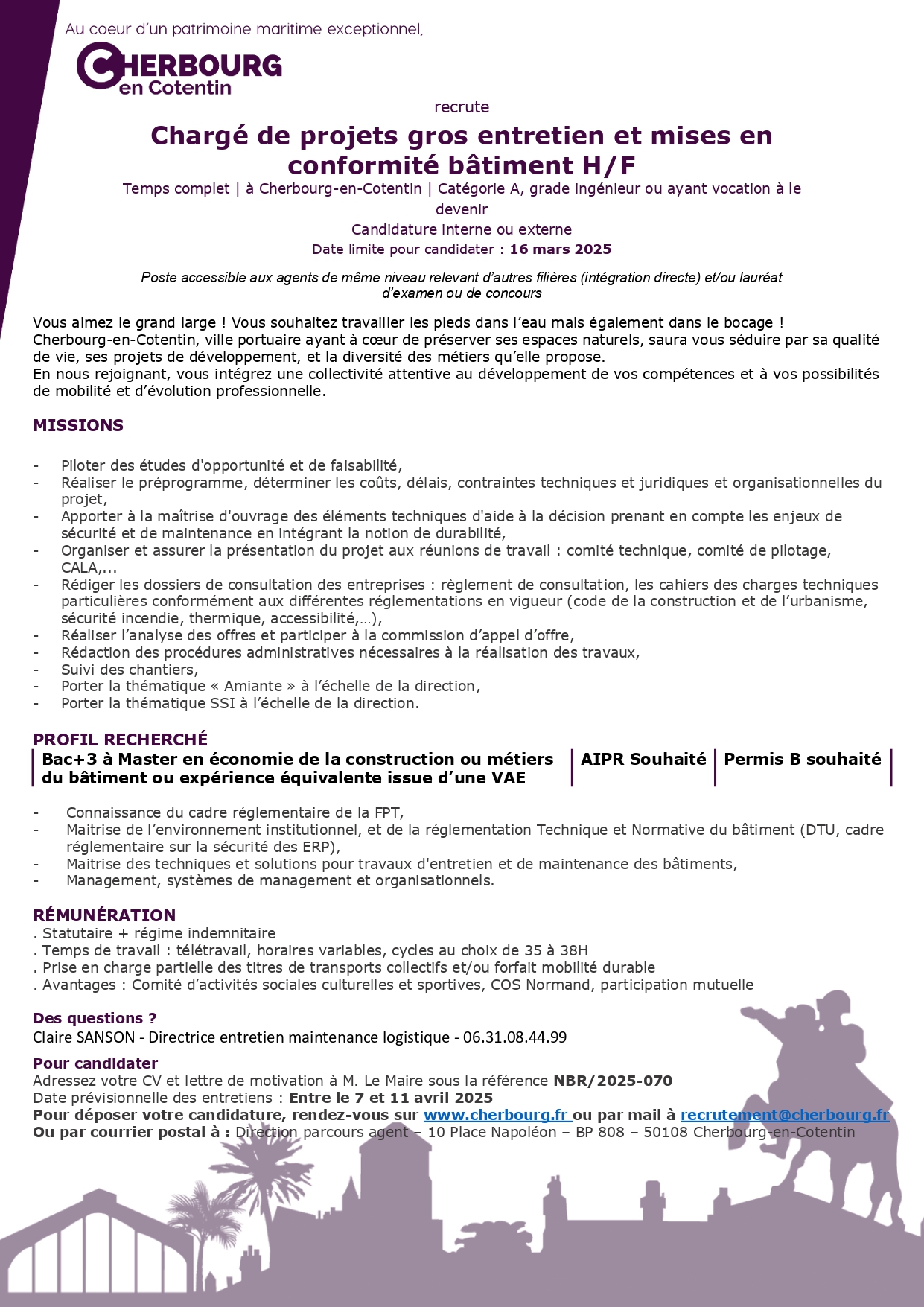Chargé des projets gros entretien et mises en conformité bâtiement H/F