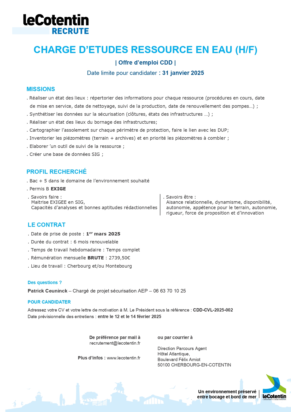 CHARGE D’ETUDES RESSOURCE EN EAU