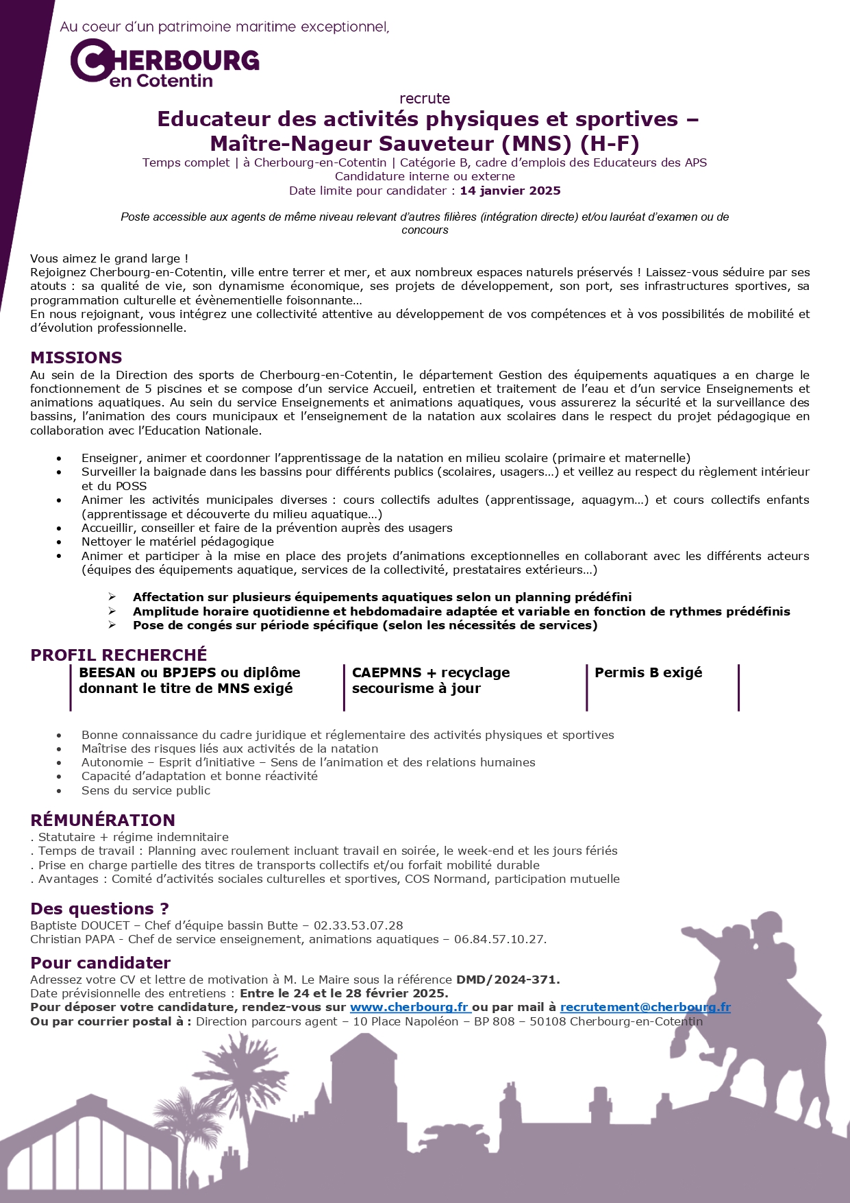 Educateur des activités physiques et sportives – Maître-Nageur Sauveteur (MNS) (H-F)